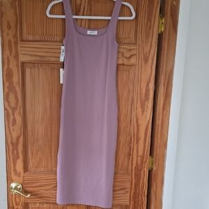 Aritzia Contour Tank Midi Dress in Soft Mauve